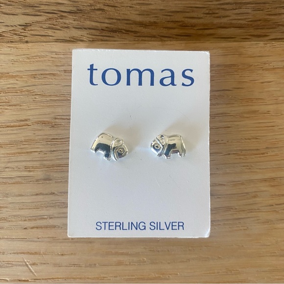 NWT Tomas Sterling Silver Elephant Stud Post Earrings - Picture 2 of 3